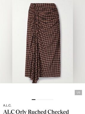 ALC Orley midi drawstring gingham skirt